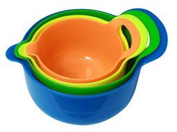 Gourmet Home Products 4 Piece Polypropylene Batter Bowl Set with Non Skid Bottom, Blue