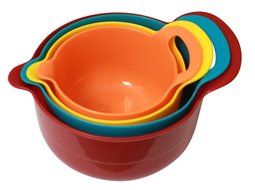 Gourmet Home Products 4 Piece Polypropylene Batter Bowl Set with Non Skid Bottom, Blue N2