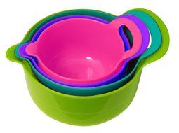 Gourmet Home Products 4 Piece Polypropylene Batter Bowl Set with Non Skid Bottom, Blue N3