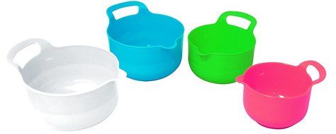 Gourmet Home Products 4 Piece Polypropylene Batter Bowl Set with Non Skid Bottom, Blue N4