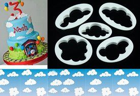 Kootips Fluffy Cloud Cutter Set of 5 Cake Mould Fondant Sugarcraft Cookie Plunger Cutter Mold Decorating Tools