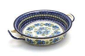 Polish Pottery Baker - Round with Handles - Medium - Morning Glory