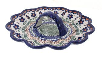 Polish Pottery Aztec Flower Egg Plate