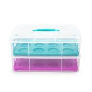 Holstein Housewares HD-07035EM Cupcake Caddy - Teal/Magenta