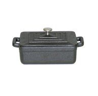 Paderno World Cuisine 0.375-Quart Rectangular Cast-Iron Casserole, Black