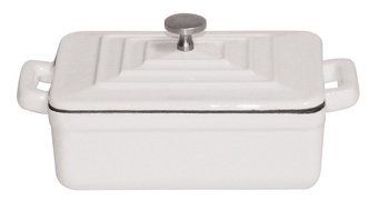 Paderno World Cuisine 0.375-Quart Rectangular Cast-Iron Casserole, Black N2