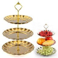 3 Tier Stainless Steel Gold Cake Stand Top Quality Stainless Steel Circle Round Display Wedding Birthday Party...