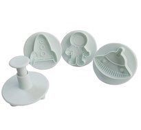Yunko 4pcs Astronaut UFO Plastic Fondant Cutter Cake Decorating Plunger Embossing Tool Cake Tool