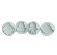 Yunko 4pcs Astronaut UFO Plastic Fondant Cutter Cake Decorating Plunger Embossing Tool Cake Tool N2