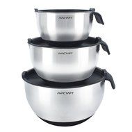 AVACRAFT High Quality 18/10 Non-Slip Silicone bottom Stainless Steel Mixing Bowl Set with Lids, Soft Silicone...