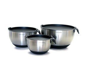 AVACRAFT High Quality 18/10 Non-Slip Silicone bottom Stainless Steel Mixing Bowl Set with Lids, Soft Silicone... N6