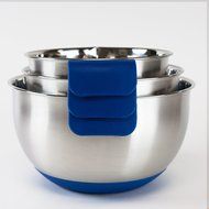 HUJI 3 Piece Stainless Steel Mixing Bowls set with Pouring Spouts &amp; Non-Slip Silicon Base and Handles For Baking... N2