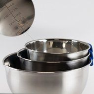 HUJI 3 Piece Stainless Steel Mixing Bowls set with Pouring Spouts &amp; Non-Slip Silicon Base and Handles For Baking... N4