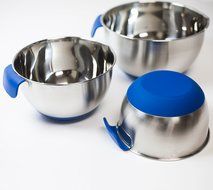 HUJI 3 Piece Stainless Steel Mixing Bowls set with Pouring Spouts &amp; Non-Slip Silicon Base and Handles For Baking... N5
