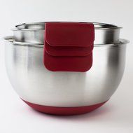 HUJI 3 Piece Stainless Steel Mixing Bowls set with Pouring Spouts &amp; Non-Slip Silicon Base and Handles For Baking... N13