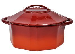 Isaac Mizrahi Bella Chic Round Casserole &amp; Lid Dutch Oven 4-Quart Red/Orange