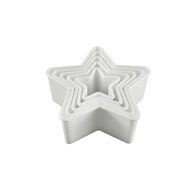 4&quot; Cookie Cutter Square Shape Set of 5 Pieces Plastic White by Topenca Supplies N4