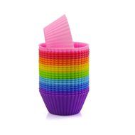 Silicone Baking Cups, Cupcake Liners, Non-stick Muffins Cup Molds -24 Pack- 8 Vibrant Colors Round (24 Pcs) N2