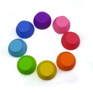 Silicone Baking Cups, Cupcake Liners, Non-stick Muffins Cup Molds -24 Pack- 8 Vibrant Colors Round (24 Pcs) N3