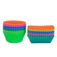 Outus Silicone Cupcake Cups Muffin Liner Baking Molds, Round and Rectangular, 24 Pieces