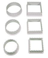 Lot of 6 Plastic Cookie Cutters Circle &amp; Square Shapes