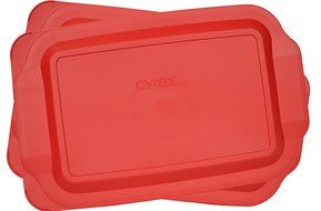 Pyrex 3 Quart 9" x 13" Red Rectangular Plastic Lid 233-PC for Glass Baking Dish (2 Pack) N2