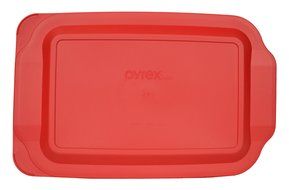Pyrex 3 Quart 9" x 13" Red Rectangular Plastic Lid 233-PC for Glass Baking Dish (2 Pack) N3