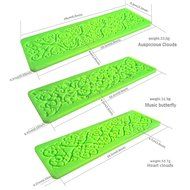 Fanhesheng Set of 3, Little Flowers Embossing Cake Lace Fondant Mold, Rattan Shaped Sugar Veil Cupcake Mat Silicone... N6