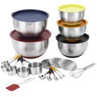 VonShef 17 Piece Premium Mixing Bundle with 5 Stainless Steel Mixing Bowls, Measuring Spoon Set, Measuring Cup...