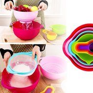 Agile-Shop Compact Mixing Bowls, Food Prep and Measuring Nesting Set, Multi-Color (10 pieces) N7