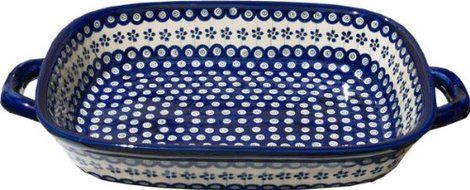 Polish Pottery Baking Dish with Handles From Zaklady Ceramiczne Boleslawiec #1345-166a Floral Peacock Classic...