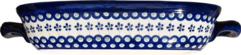 Polish Pottery Baking Dish with Handles From Zaklady Ceramiczne Boleslawiec #1345-166a Floral Peacock Classic... N3