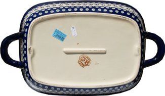 Polish Pottery Baking Dish with Handles From Zaklady Ceramiczne Boleslawiec #1345-166a Floral Peacock Classic... N4