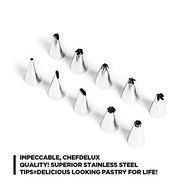 Cake Decorating Tips Set - 10 Stainless Steel Nozzle Kit for Cupcakes, Cookies and Donuts - 3 Reusable 9" Pastry... N6