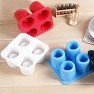 CY-buity 4-Cup Shape Rubber Shooters Ice Cube Shot Glass Freeze Mold Maker Tray Party