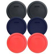 Pyrex 7201-PC 6&quot; 4 Cup Lids for Glass Bowl (2-Black, 2-Blue and 2-Red)