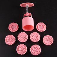 StarSide Hand Press Moon Cake Cookie Mold Mid-autumn Festival DIY Decoration Rose Pink Flower Stamps N2