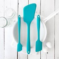 3 Piece Premium Silicone Spatula Set, Teal N2