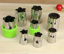 YEME 8 Pcs Food Grade Stainless Steel Vegetable Fruit Biscuit Cutter Mold Tool with Flower and Cartoon Shape-Green N5