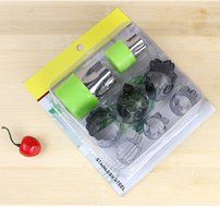 YEME 8 Pcs Food Grade Stainless Steel Vegetable Fruit Biscuit Cutter Mold Tool with Flower and Cartoon Shape-Green N6
