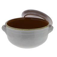 French Home 4.25-quart White Stoneware Two Handle Lidded Pot N2