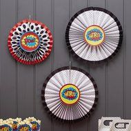 Ginger Ray Comic Superhero Pow Party Hanging Pinwheel Decoration Bunting (3 Pack), Mixed N2