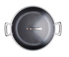 Le Creuset Forged Hard-Anodized 12-Inch Nonstick Shallow Casserole/Braiser with Glass Lid N3