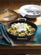 Le Creuset Forged Hard-Anodized 12-Inch Nonstick Shallow Casserole/Braiser with Glass Lid N8