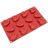 Freshware SM-110RD 12-Cavity Silicone Mini Valentine Heart Muffin, Brownie, Cornbread, Cheesecake, Pudding, Jello...