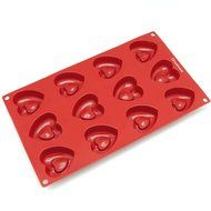 Freshware SM-110RD 12-Cavity Silicone Mini Valentine Heart Muffin, Brownie, Cornbread, Cheesecake, Pudding, Jello... N2