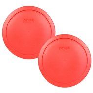 Pyrex 7402-PC Red Round Storage Replacement Lid Cover fits 6 &amp; 7 Cup 7" Dia. Round (2-Pack)