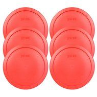 Pyrex 7402-PC Red Round Storage Replacement Lid Cover fits 6 &amp; 7 Cup 7" Dia. Round (2-Pack) N4