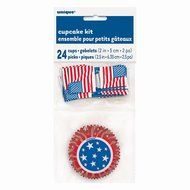 Patriotic American Flag Cupcake Kit for 24