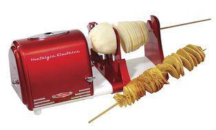 Nostalgia PT300RETRORED Retro Series Spiral Twister, Peeler &amp; Potato Chip on a Stick Maker